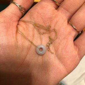10k solid gold jade pendant necklace